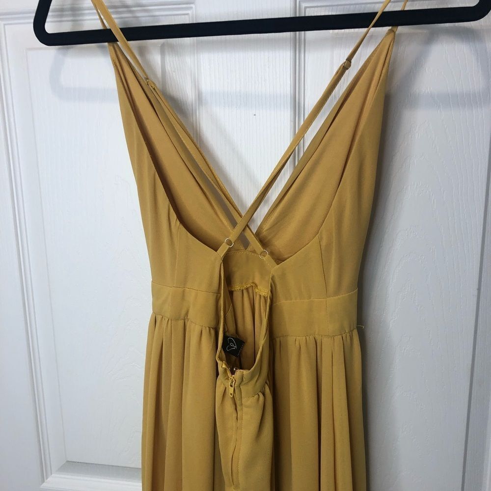 Windsor yellow thin spaghetti strap maxi prom homecoming dress, size small - Picture 14 of 16